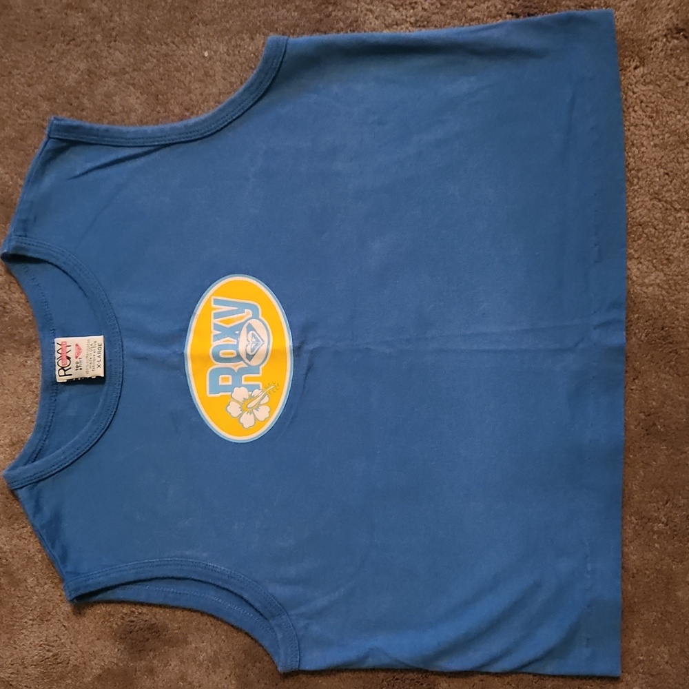 Roxy Girls Blue CropTank with Yellow Logo